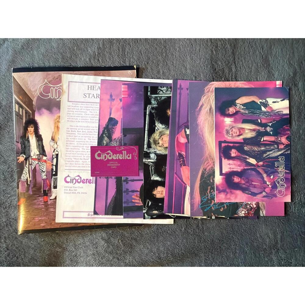 1980’s Cinderella Rock N Roll Music Memorabilia Lot Folder Photos Membership